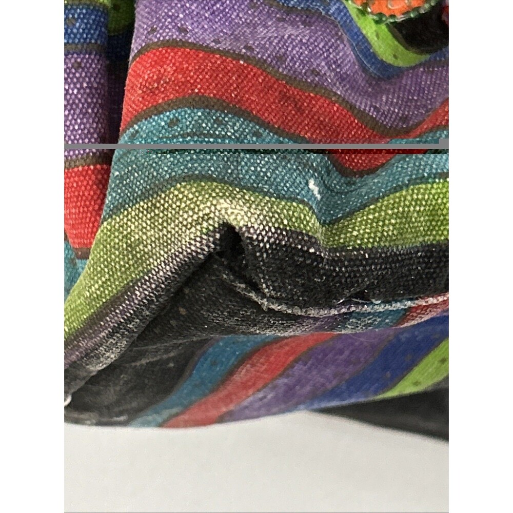 Laurel Burch Horses Canvas Shoulder Bag Beaded Tote w/mini cat bag *see wear pic - Picture 5 of 10